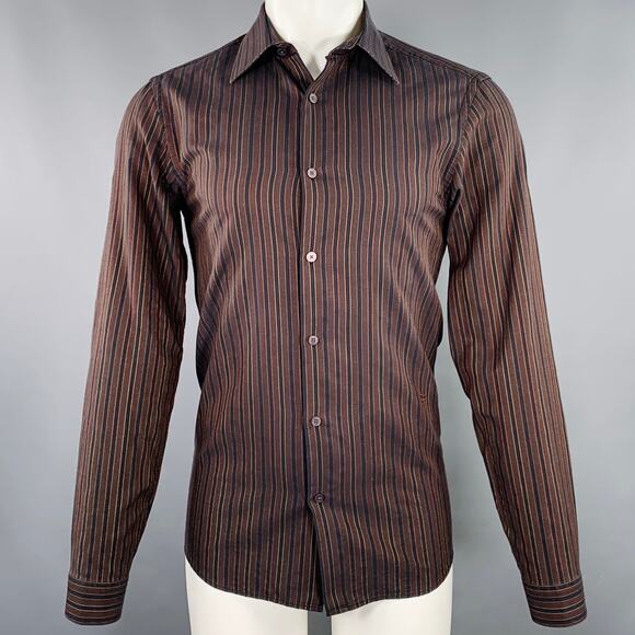 GIVENCHY Size M Black Orange Stripe Long Sleeve Shirt
